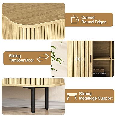 47"W Fluted Sideboard Buffet Cabinet, Storage Console Table with Sliding Doors for Living Room