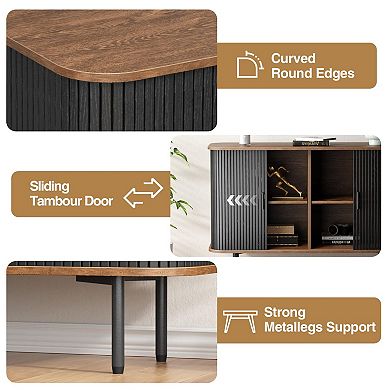 47"W Fluted Sideboard Buffet Cabinet, Storage Console Table with Sliding Doors for Living Room