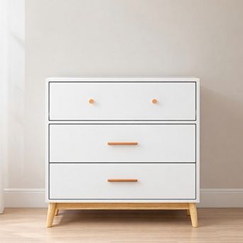 Lufeiya 3 Drawer Dresser with Rose Gold Handles and Solid Wood Legs
