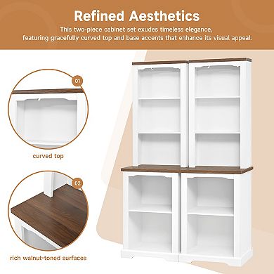Lufeiya 2-Piece Tall Bookcase Cabinet Set for Living Room