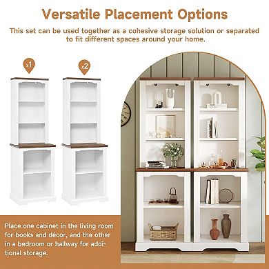 Lufeiya 2-Piece Tall Bookcase Cabinet Set for Living Room