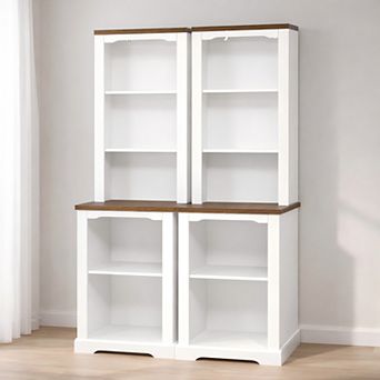 Lufeiya 2 pc Tall Bookcase Cabinet Set for Living Room