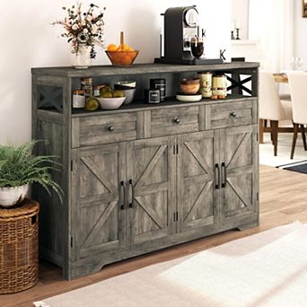 52" L Farmhouse Sideboard Buffet Cabinet,Storage Cabinet with Drawers & Shelves, Kitchen Pantry