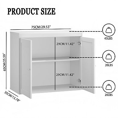 Lufeiya Kitchen Storage Cabinet with Double Doors, Adjustable Shelves