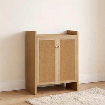 Lufeiya 42.5 Inch Rattan 6 tier Shoe Cabinet with Doors