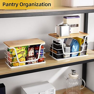 2 Pack Potato and Onion Storage Bins, Stainless Steel Kitchen Organizer