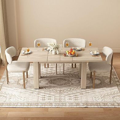 Extendable Dining Room Table, 55" to 78" Rustic Expandable Rectangle Dining Table for 6 8 10