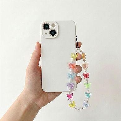 3-PC Beaded Butterfly Phone Charm Strap with Colorful Acrylic Charms