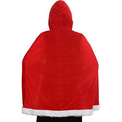 Women Santa Claus Cloak Velvet Hooded Cape