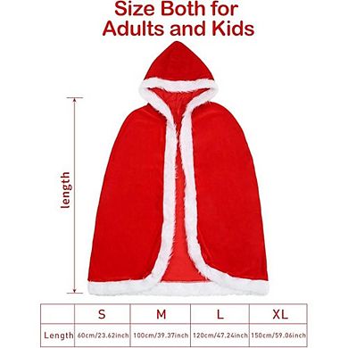 Women Santa Claus Cloak Velvet Hooded Cape