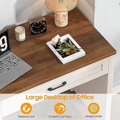 Vabches 47" Executive Desk with File Drawer, Home Office Computer Writing Desk with Drawers