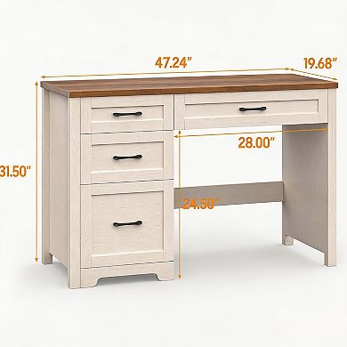 Vabches 47" Executive Desk with File Drawer, Home Office Computer Writing Desk with Drawers