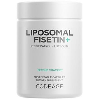 Codeage Liposomal Fisetin 500mg, Resveratrol, Luteolin, Polyphenol Flavonoids, Vegan, Non-GMO, 60 ct