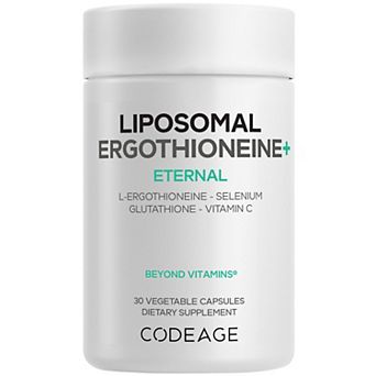 Codeage Liposomal Ergothioneine+, L-Glutathione, Vitamin C, Selenium, Antioxidant Support, 30 ct