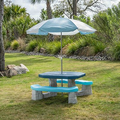kids patio table with umbrella Picnic and Built-in Sand and Water Play Table Free Warranty 1 Year Board games Gorilla Playsets Wooden Children's Picnic