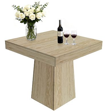 Square Dining Table for 4, 31.5'' Small Kitchen Table with Sturdy Pedestal Base, Wood Dinner Table