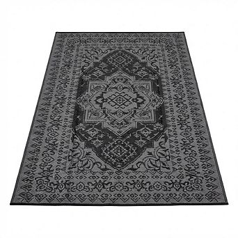 Reversible Waterproof Outdoor Rug - Large Plastic Straw Mat, Vintage Woven Area Carpet