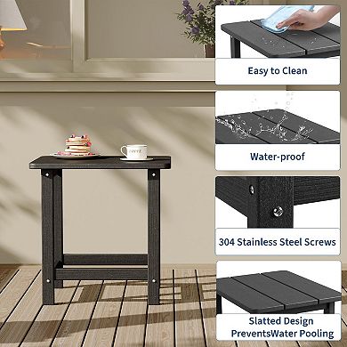 Weather Resistant HDPE Adirondack Square Outdoor Side Table, 17" Small Patio End Table for Garden