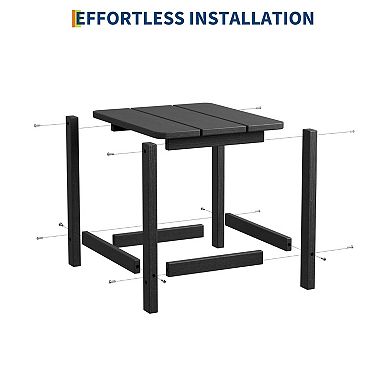 Weather Resistant HDPE Adirondack Square Outdoor Side Table, 17" Small Patio End Table for Garden