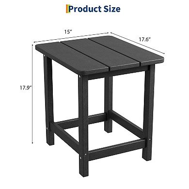 Weather Resistant HDPE Adirondack Square Outdoor Side Table, 17" Small Patio End Table for Garden