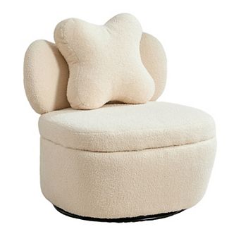 360°Swivel Accent Chair with Storage Compartment,Velvet Upholstered Armchair with Ergonomic Cushion