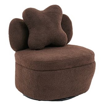 360°Swivel Accent Chair with Storage Compartment,Velvet Upholstered Armchair with Ergonomic Cushion