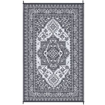 Reversible Waterproof Outdoor Rug - Large Plastic Straw Mat, Vintage Woven Area Carpet