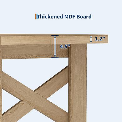 70.87" Wood Farmhouse Dining Table for 6-8 People, Large Kitchen Table with Thickened Tabletop