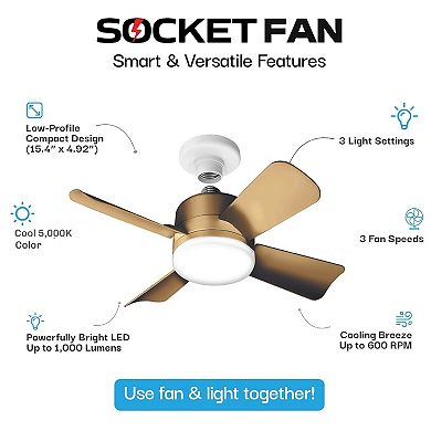 Bell+Howell 15.7-inch Socket Fan with Remote & 3 Speed Settings