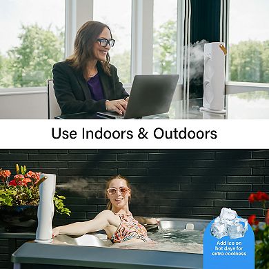 Bell+Howell Portable Rechargeable Dual Mist Fan with LED Lights & Remote Control