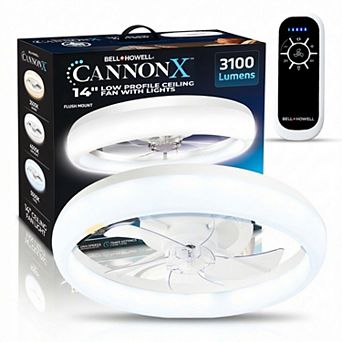 Bell+Howell CannonX 14-Inch Flush Mount Ceiling Fan with 3100 Lumen LED Lighting & Remote