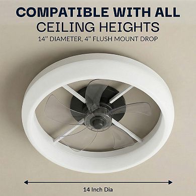 Bell+Howell CannonX 14-Inch Flush Mount Ceiling Fan with 3100 Lumen LED Lighting & Remote