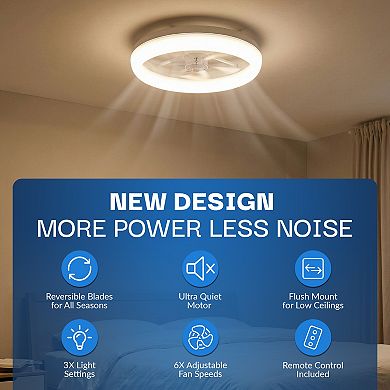 Bell+Howell CannonX 14-Inch Flush Mount Ceiling Fan with 3100 Lumen LED Lighting & Remote