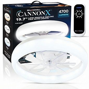 Bell+Howell CannonX 19.7-Inch Flush Mount Ceiling Fan with 4700 Lumen LED Lighting & Remote