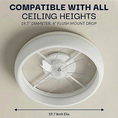 Bell+Howell CannonX 19.7-Inch Flush Mount Ceiling Fan with 4700 Lumen LED Lighting & Remote