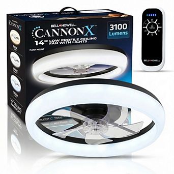 Bell+Howell CannonX 14-Inch Flush Mount Ceiling Fan with 3100 Lumen LED Lighting & Remote