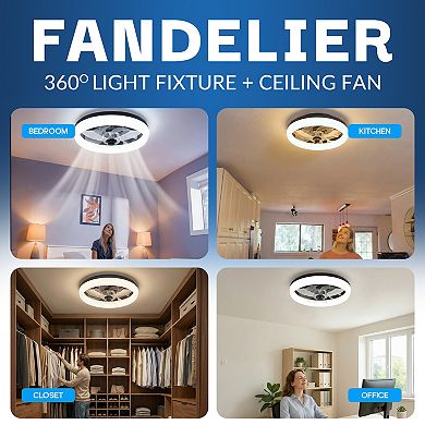 Bell+Howell CannonX 14-Inch Flush Mount Ceiling Fan with 3100 Lumen LED Lighting & Remote