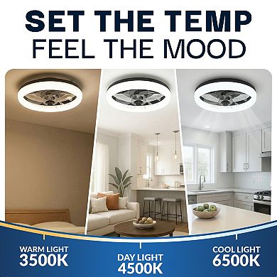 Bell+Howell CannonX 14-Inch Flush Mount Ceiling Fan with 3100 Lumen LED Lighting & Remote