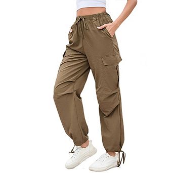 Cargo Jogger Parachute Pants For Women Casual Baggy Low Waist Drawstring Light Y2K Pants