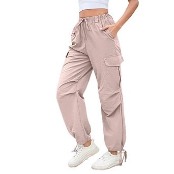 Cargo Jogger Parachute Pants For Women Casual Baggy Low Waist Drawstring Light Y2K Pants