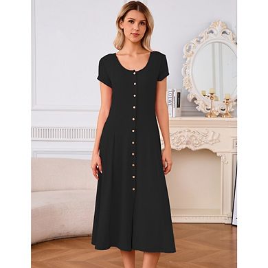 3-in-1 Maternity Dress for Labor/Delivery/Hospital Breastfeeding Button Down Soft Gown Babyshower