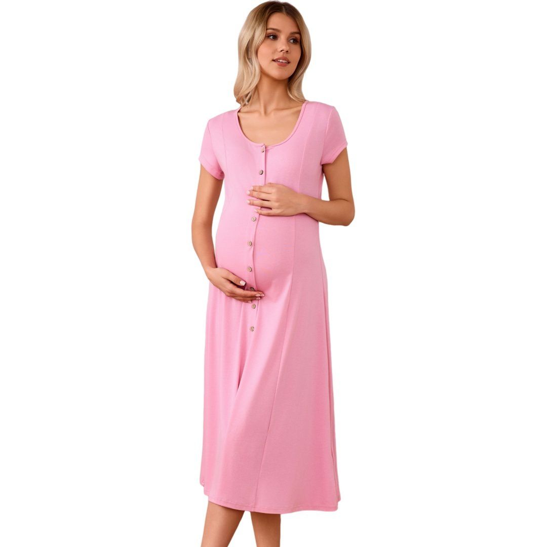 Женские платья 3-in-1 Maternity Dress for Labor/Delivery/Hospital Breastfeeding Button Down Soft Gown Babyshower