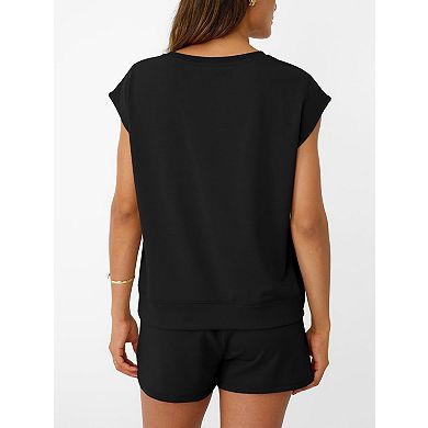 Women's Casual Short Sleeve T-Shirt and Drawstring Shorts Set 2-Piece Outfit
