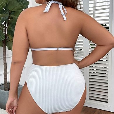 Women Plus Size Triangle Bikinis Fat Solid Color Swimwear Female Push Up Bathing Suit
