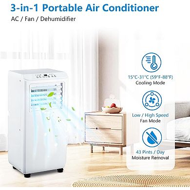 Portable Air Conditioner, 10000 BTU Portable AC, AC Unit with Cooling, Dehumidifying & Fan