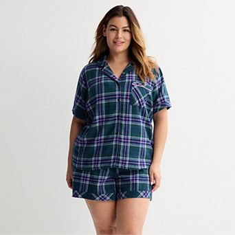 Plus Size Sonoma Goods For Life® Flannel Pajama Top & Pajama Shorts Set