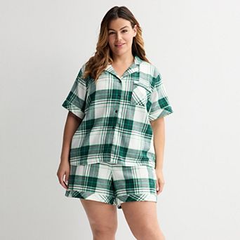 Plus Size Sonoma Goods For Life® Flannel Pajama Top & Pajama Shorts Set
