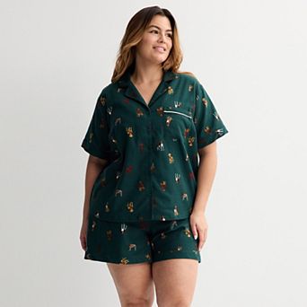Plus Size Sonoma Goods For Life® Flannel Pajama Top & Pajama Shorts Set