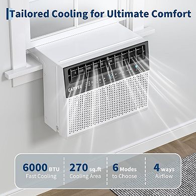 U-Shaped Window Air Conditioner 6000 BTU Fixed Frequency, Ultra Quiet, Open Window Flexibility