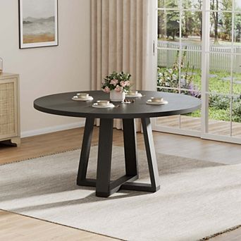 Round Dining Table for 4-6 People, 47 in Dining Room Table with Pedestal Base(Table Only)